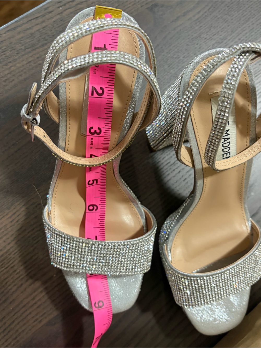 Steve Madden Silver Rhinestone Platform Heels Size 6M - Picture 7 of 9